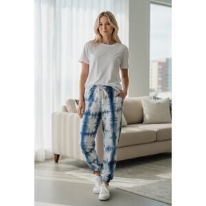 Sundry Blue Tie Dye Jogger Sweatpants Drawstring NWT Made in USA Size 2